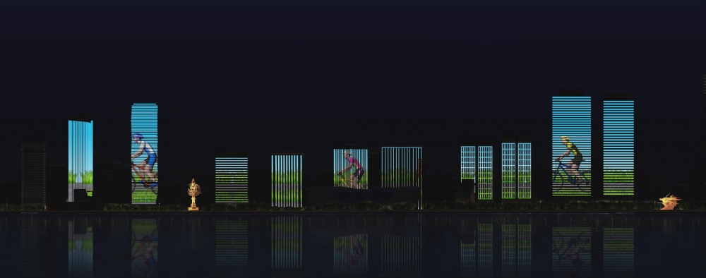 全国学生运动会期间有楼宇灯光秀 出自80后创客之手