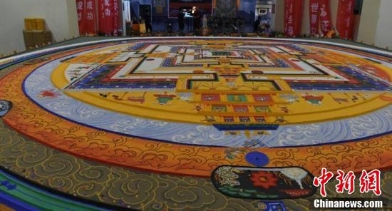 直径6.5米世界最大“时轮金刚沙坛城”亮相敦煌