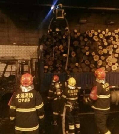 货车载满车木头 隧道内发生自燃