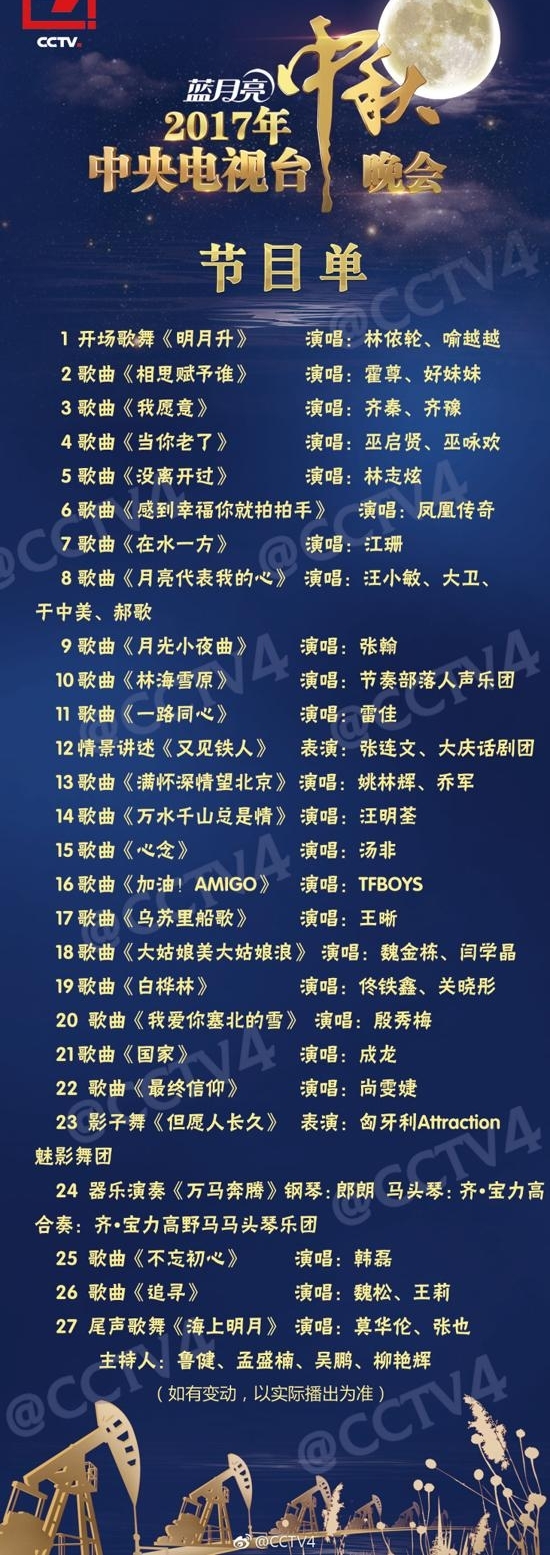 央视国庆晚会节目单曝光