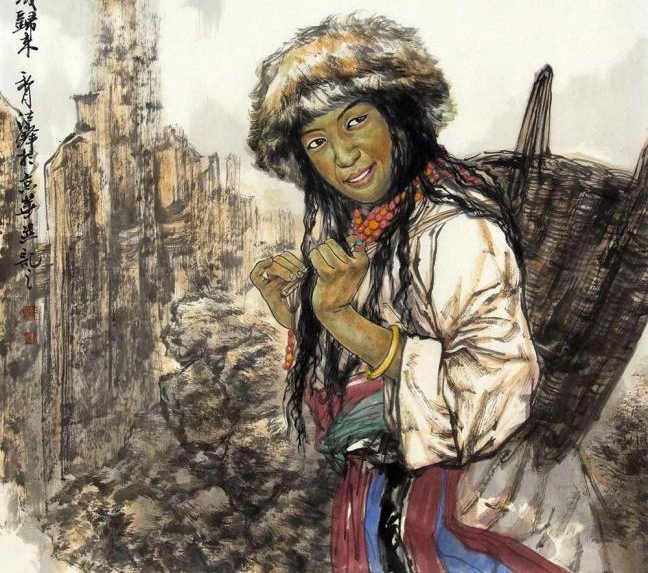 刘结锋国画人物作品赏析:情洒雪域,梦醉高原