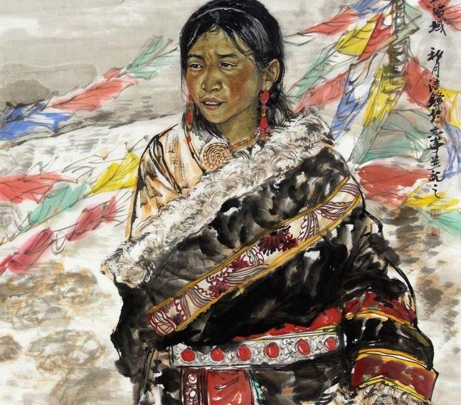 刘结锋国画人物作品赏析:情洒雪域,梦醉高原