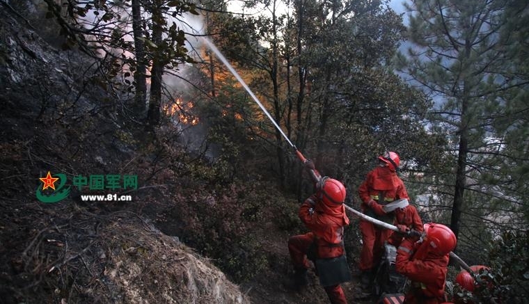 阻击林火17小时 武警甘孜森林支队保两村寨安全
