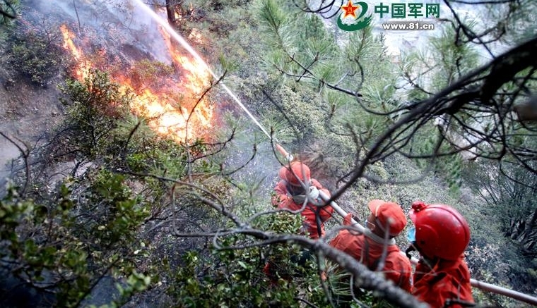 阻击林火17小时 武警甘孜森林支队保两村寨安全