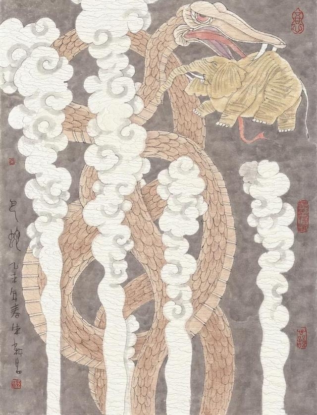 一头十身的何罗鱼,乳为目脐为口的刑天……他用画笔复活《山海经》的神怪异兽