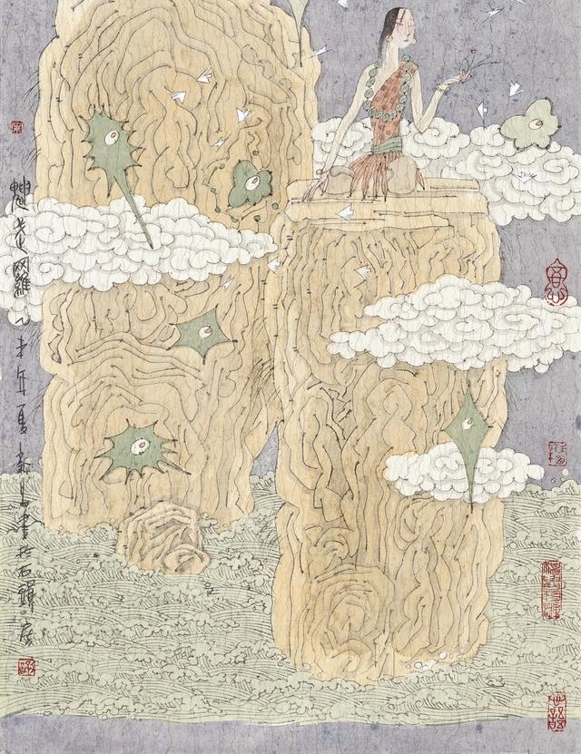 一头十身的何罗鱼,乳为目脐为口的刑天……他用画笔复活《山海经》的神怪异兽