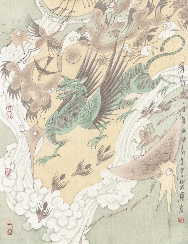 一头十身的何罗鱼,乳为目脐为口的刑天……他用画笔复活《山海经》的神怪异兽