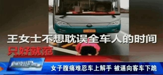 游客被逼向“客车”下跪, 只因女子“腹痛难忍”车上解手