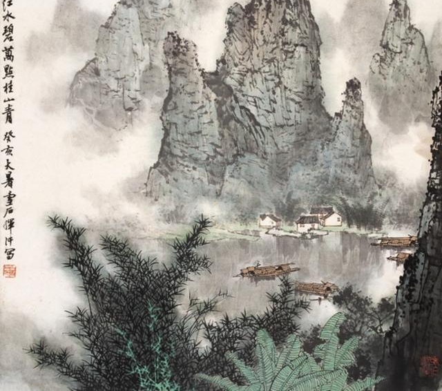 这画有意境还是山水太美了