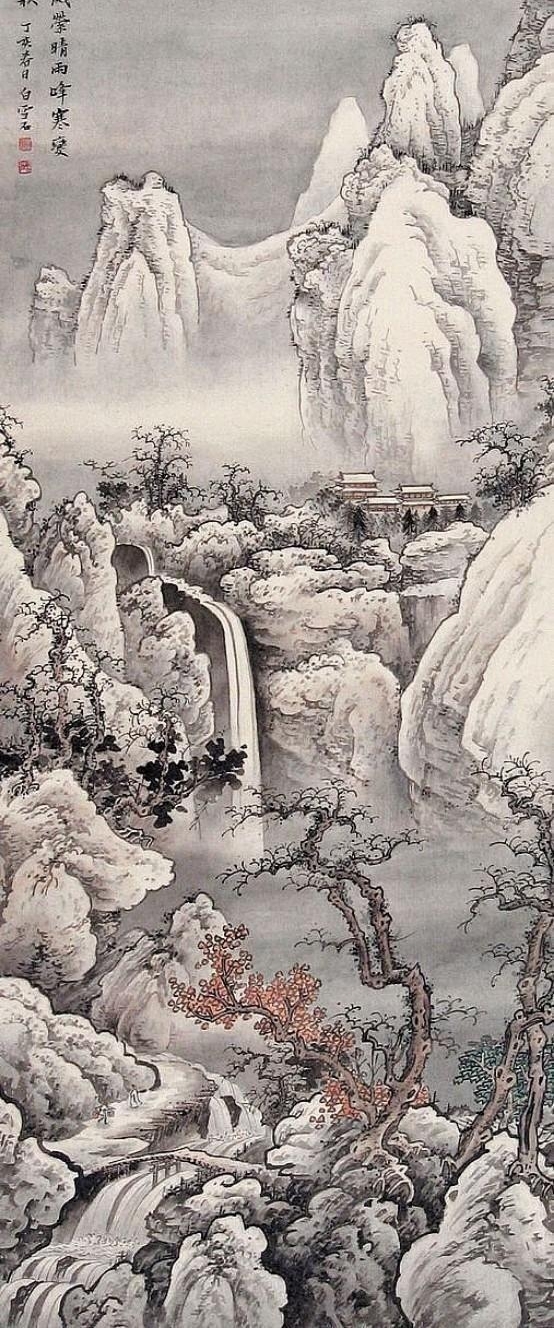 这画有意境还是山水太美了