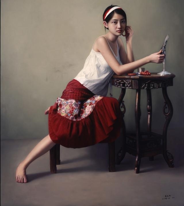中国男子代表油画作品《少女》竟卖了448万元,网友:美若天仙!