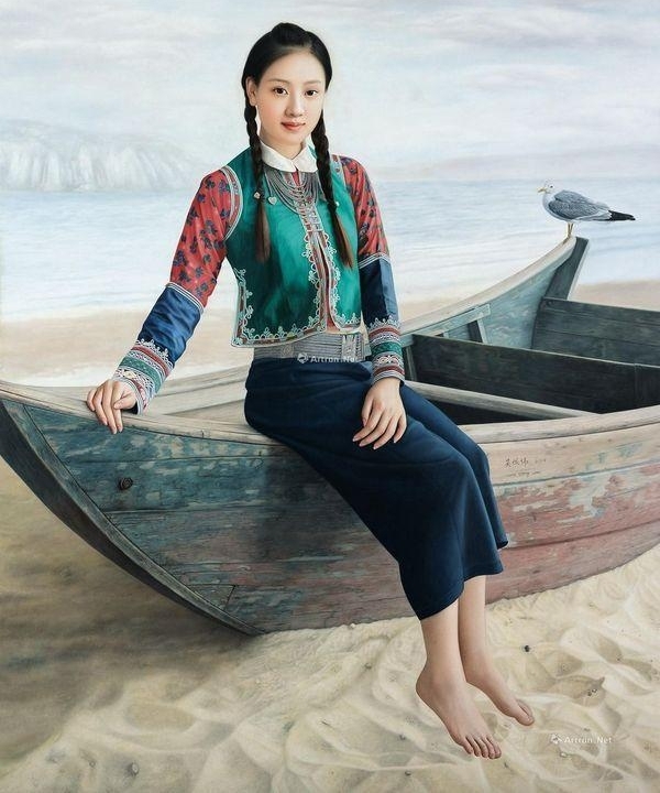 中国男子代表油画作品《少女》竟卖了448万元,网友:美若天仙!