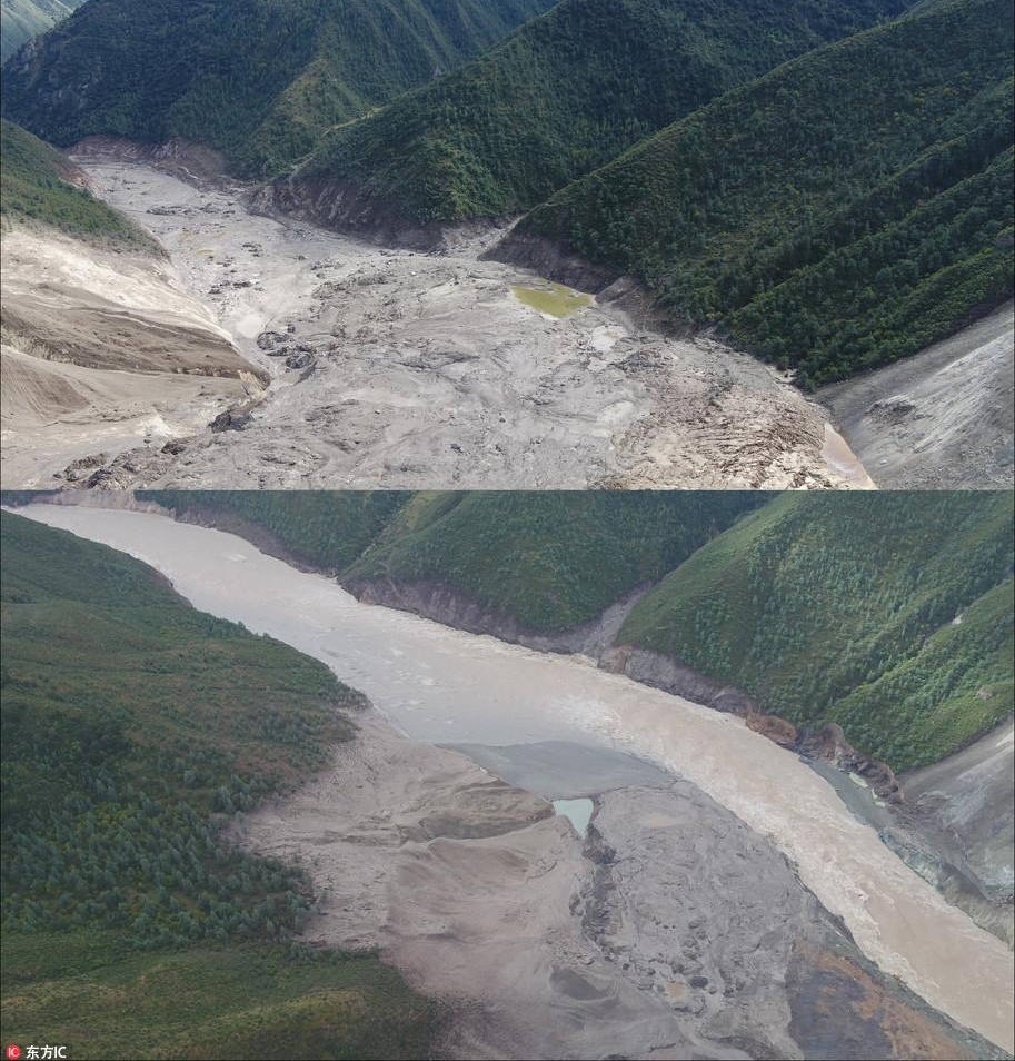 直击现场:金沙江泥石流堰塞湖已自然疏通