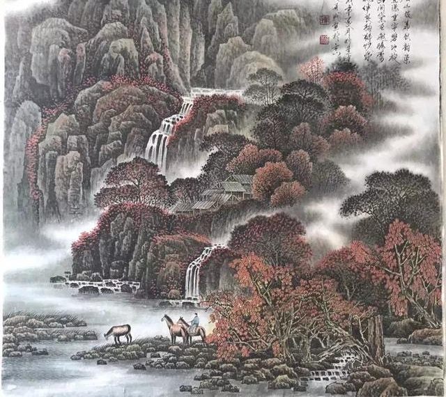 万山红遍,层林尽染|国画名家孙通成用画诠释秋,展现红色之美