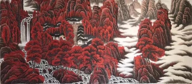 万山红遍,层林尽染|国画名家孙通成用画诠释秋,展现红色之美