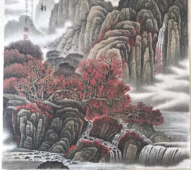 万山红遍,层林尽染|国画名家孙通成用画诠释秋,展现红色之美