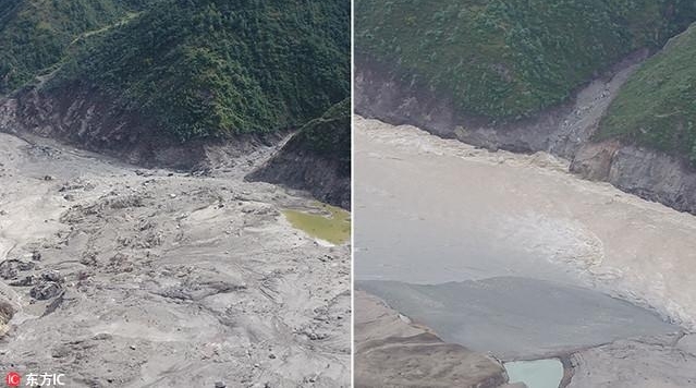 直击现场:金沙江泥石流堰塞湖已自然疏通