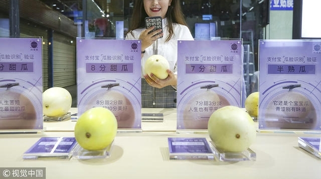 海口:男子创业开“瓜脸识别”店 顾客对瓜拍照知甜度