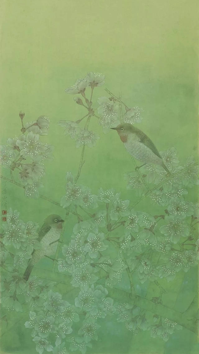 当代工笔花鸟画的代表人物江宏伟:笔下鸟雀动态各异,生动活泼!