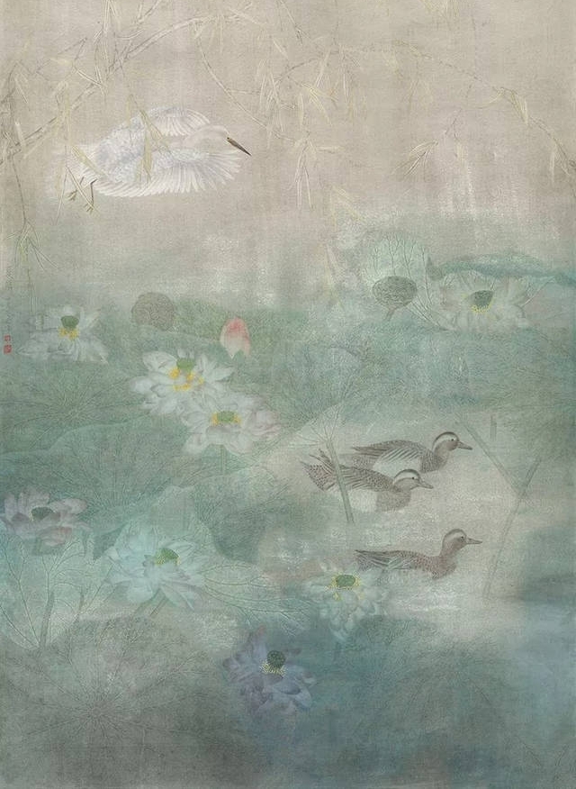 当代工笔花鸟画的代表人物江宏伟:笔下鸟雀动态各异,生动活泼!