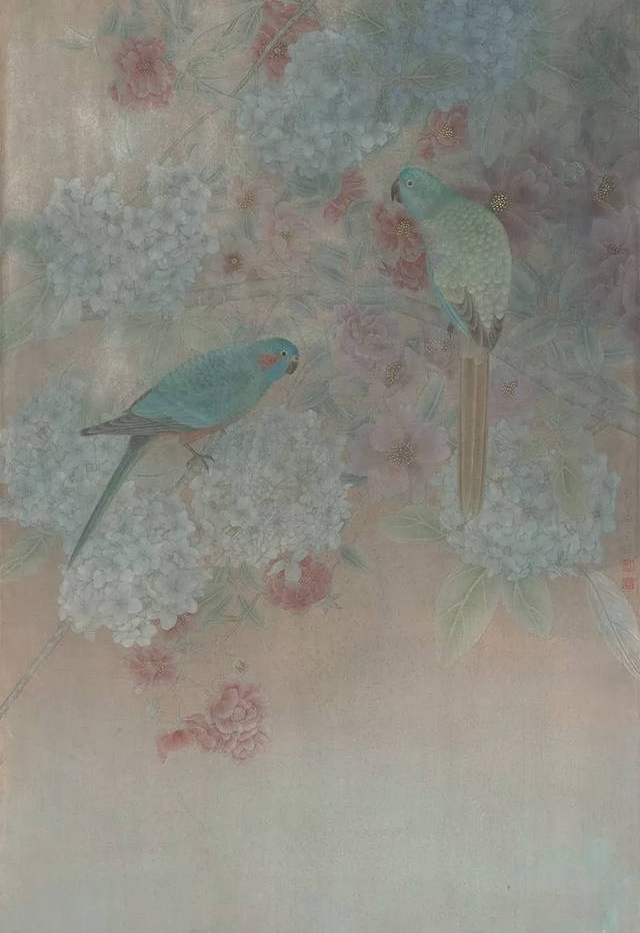 当代工笔花鸟画的代表人物江宏伟:笔下鸟雀动态各异,生动活泼!