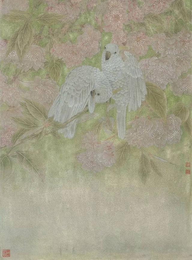 当代工笔花鸟画的代表人物江宏伟:笔下鸟雀动态各异,生动活泼!