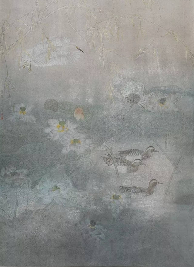 当代工笔花鸟画的代表人物江宏伟:笔下鸟雀动态各异,生动活泼!