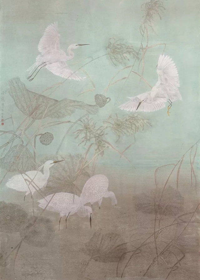 当代工笔花鸟画的代表人物江宏伟:笔下鸟雀动态各异,生动活泼!