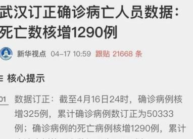 武汉确诊病例和死亡病例数据订正说明了什么?