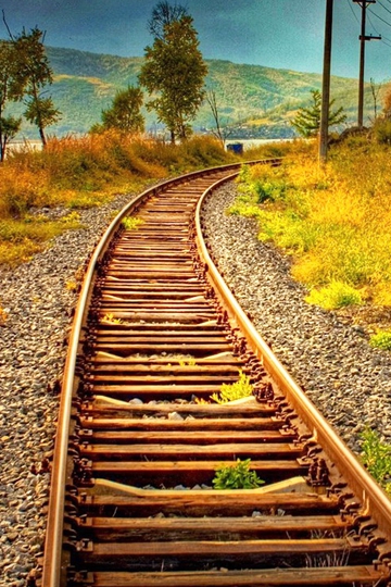蜿蜒曲折的火车铁轨优美风景摄影图片