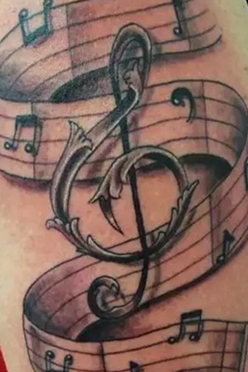 可以纹在任何部位音乐符号纹身图案大全